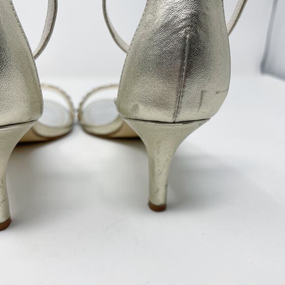 Caparros Size 9 Gold Metallic Starla Rhinestone Embellished Evening Heels Sandal - Picture 13 of 14